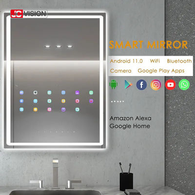 JCVISIONのホテルの家のタッチ画面 ミラーTV人間の特徴をもつLEDのスマートな浴室ミラーIP65