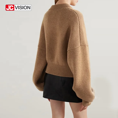 JCVISION 秋冬 ブラウン V ネック ロングスリーブ ザイプ 女性