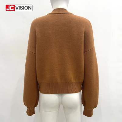 JCVISION 秋冬 ブラウン V ネック ロングスリーブ ザイプ 女性