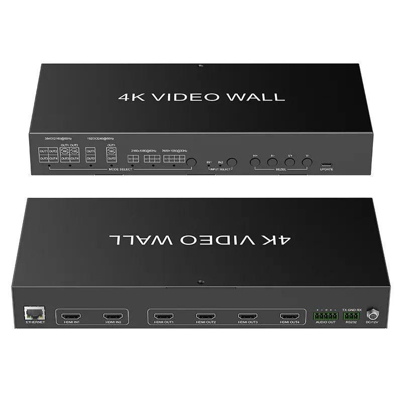 JCVISION 4K ビデオ JCVISION 壁HDMI2.0 マトリックス 2 in 4 アウト 2X2 ビデオ 壁出力 自己適応 L/R オーディオ出力